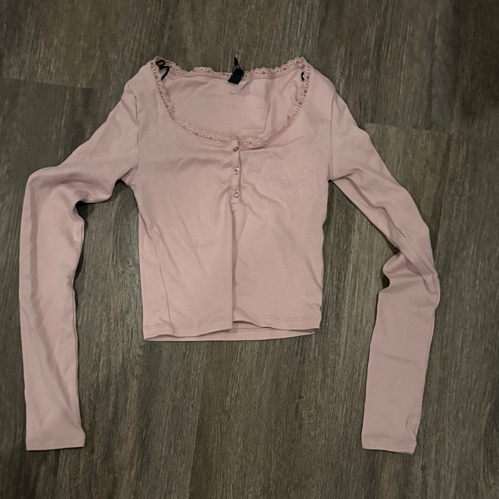 H&M Pink Long Sleeve Crop Top